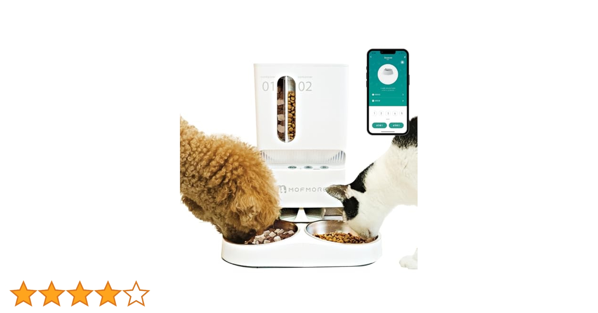 Amazon | 2種類出せる MOFMORE 自動給餌器 猫 犬 2匹 音声録音